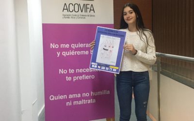 Sara Jordá, ganadora del concurso de dibujo contra de la violencia de género de Acovifa